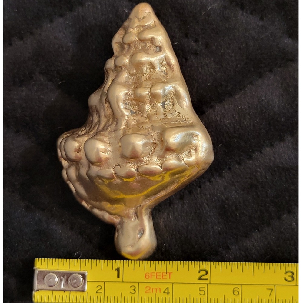 Vintage Solid Brass Conch Shell Figurine Paperweight Nautical Coastal Decor Cute - Picture 5 of 8